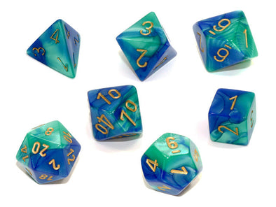  Chessex Polyhedral Set Gemini Blue-Teal/Gold