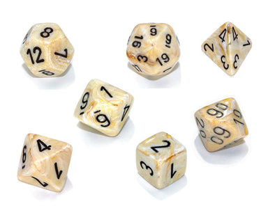  Chessex Polyhedral Set Marble Ivory/Black