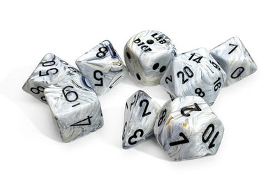  Chessex Lab Dice Polyhedral Set Marble Calcite/Black